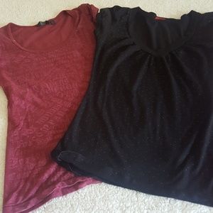 Pink and Black shirts with ruffled sleeves